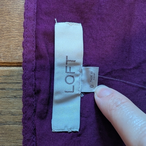 Women's Loft Purple Petite Crinkle Flounce Puff Sleeves Textured Dress Size 0 - Picture 3 of 9